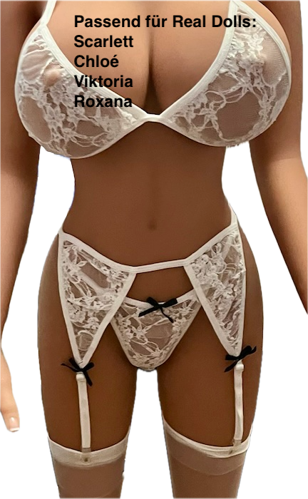 ❤️‍🔥 Weißes Dessous-Set mit Strapsen + BH
